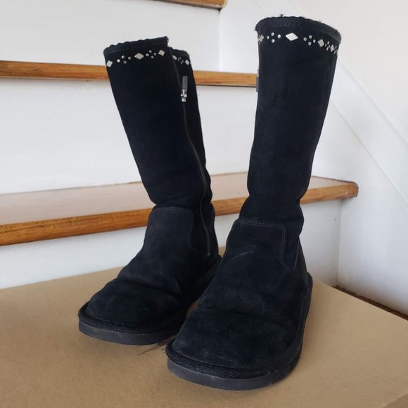 Rare western style UGG Joplin Studded Tall Black Boots Suede - Picture 5 of 14